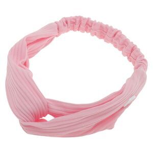 Button Stripe Elastic Headwrap Light Pink